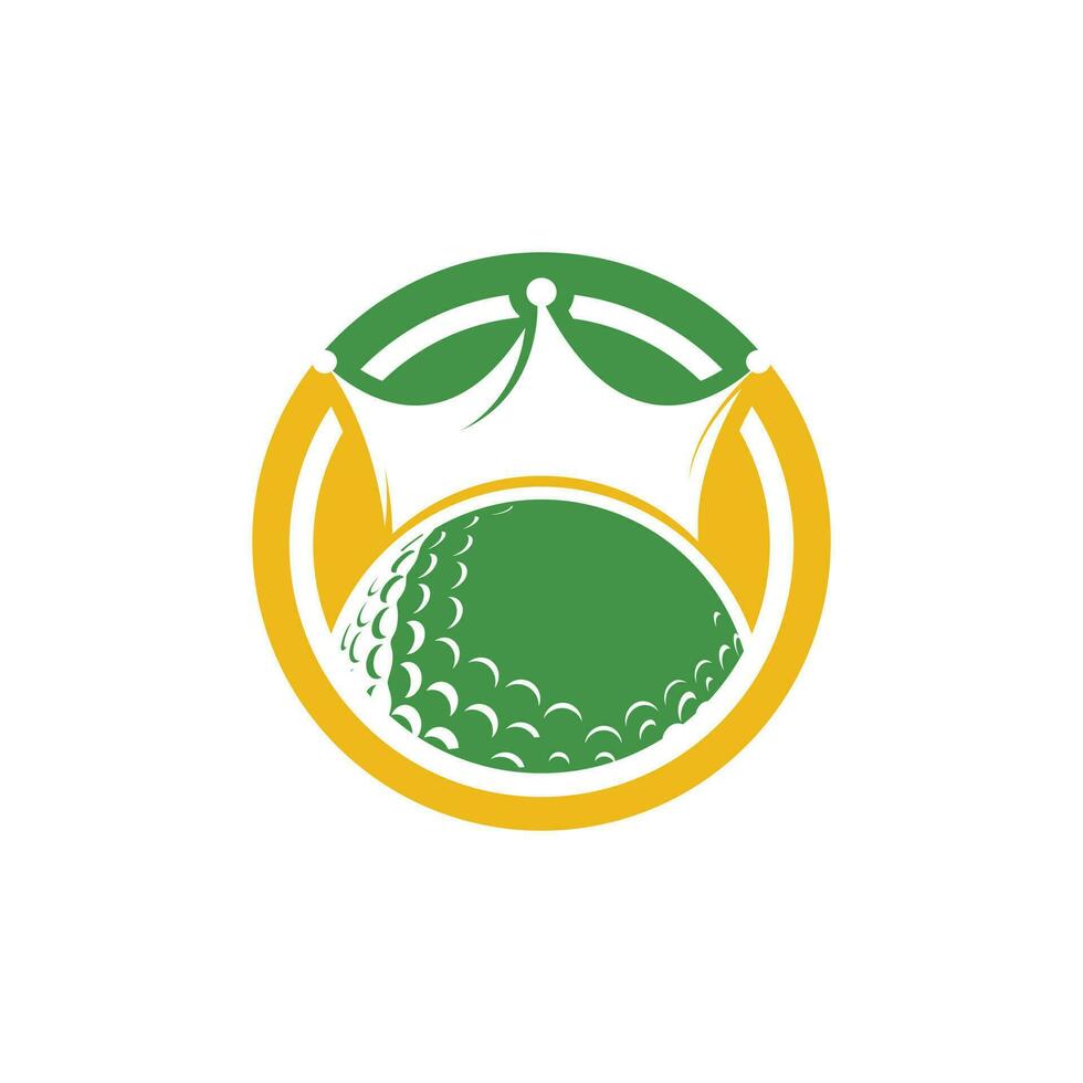 diseño del logotipo del vector de golf rey. pelota de golf con icono de vector de corona.