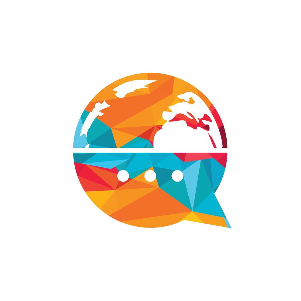 World chat vector logo design. Globe logo with bubble talk icon.