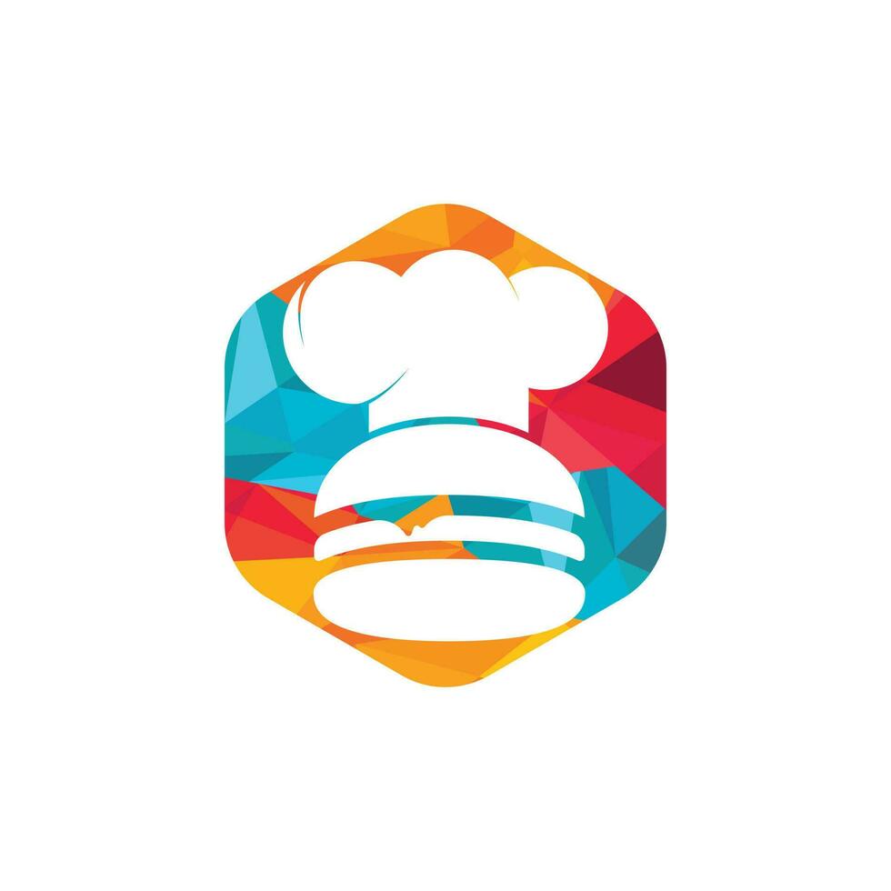 Burger chef vector logo design template. Retro fast food burger badge logo design.