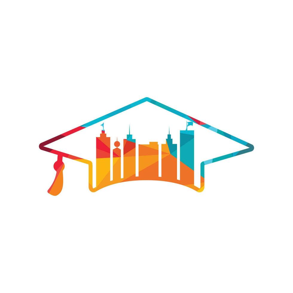 Graduation city vector logo design. Smart city logo concept.