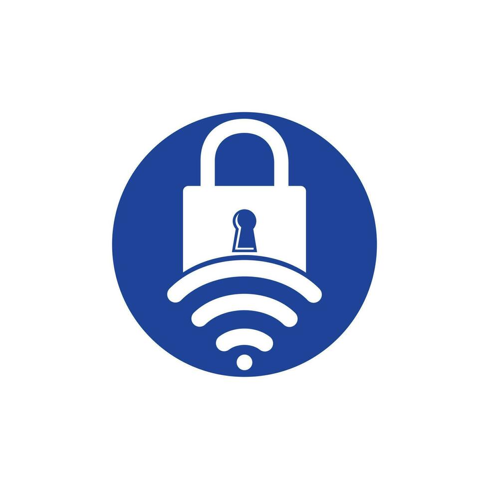 Padlock logo with signal vector design. Safe and signal symbol or icon.