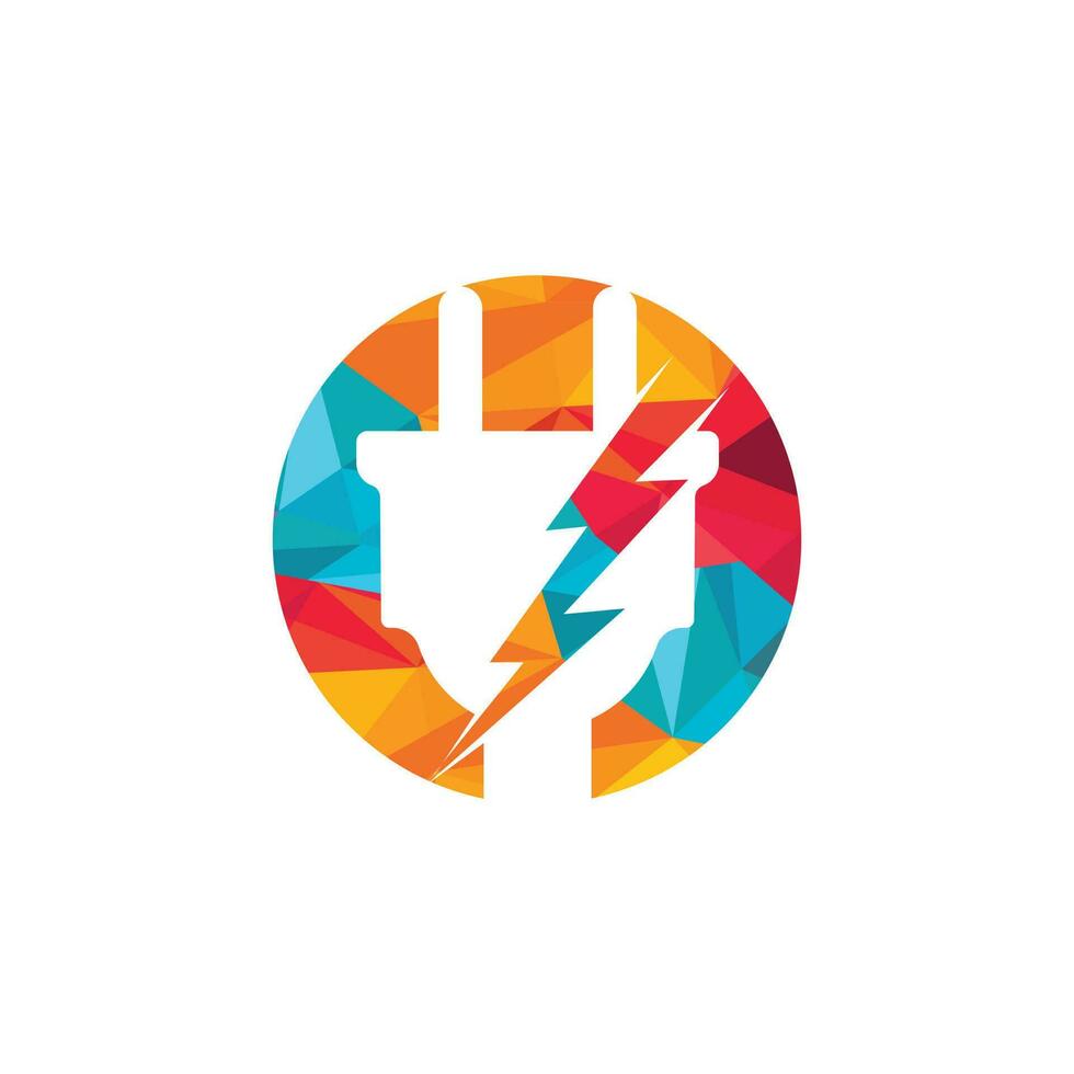 Electrical plug and thunderbolt vector logo design. Power energy symbol.