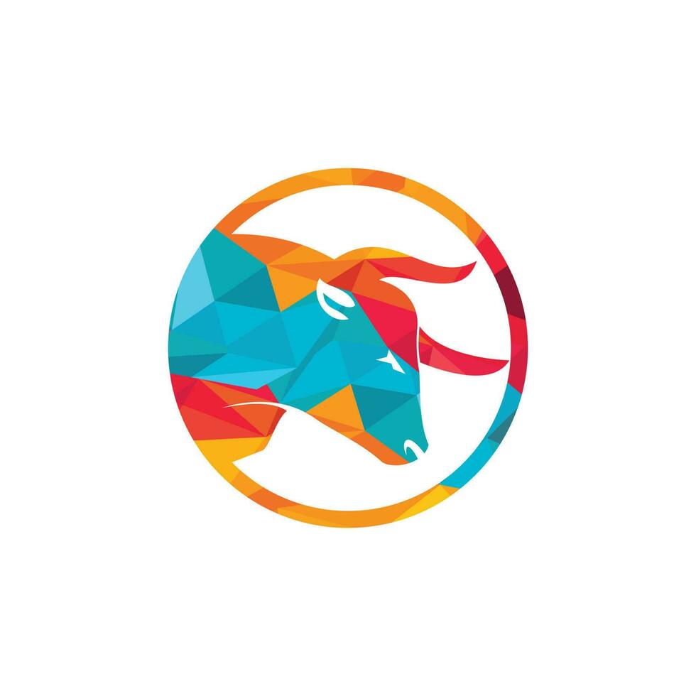 Bull vector logo design. Simple animal vector logo design template.