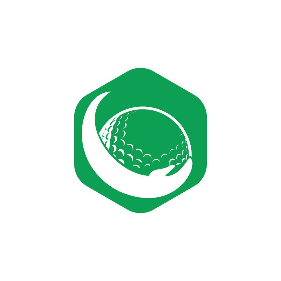 plantilla de diseño de logotipo de vector de cuidado de golf. pelota de golf y el icono de la mano.