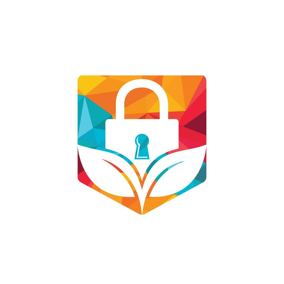 Padlock leaf vector logo design. Nature security lock logo design concept.