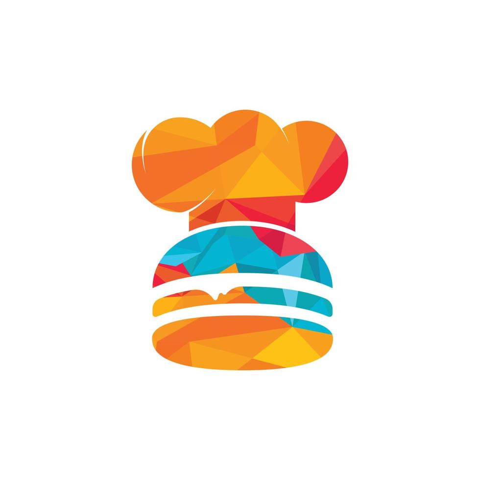 plantilla de diseño de logotipo de vector de chef de hamburguesa. Diseño retro del logotipo de la insignia de la hamburguesa de comida rápida.