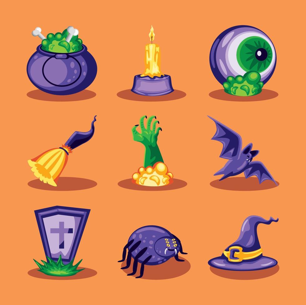 iconos fiesta de halloween vector