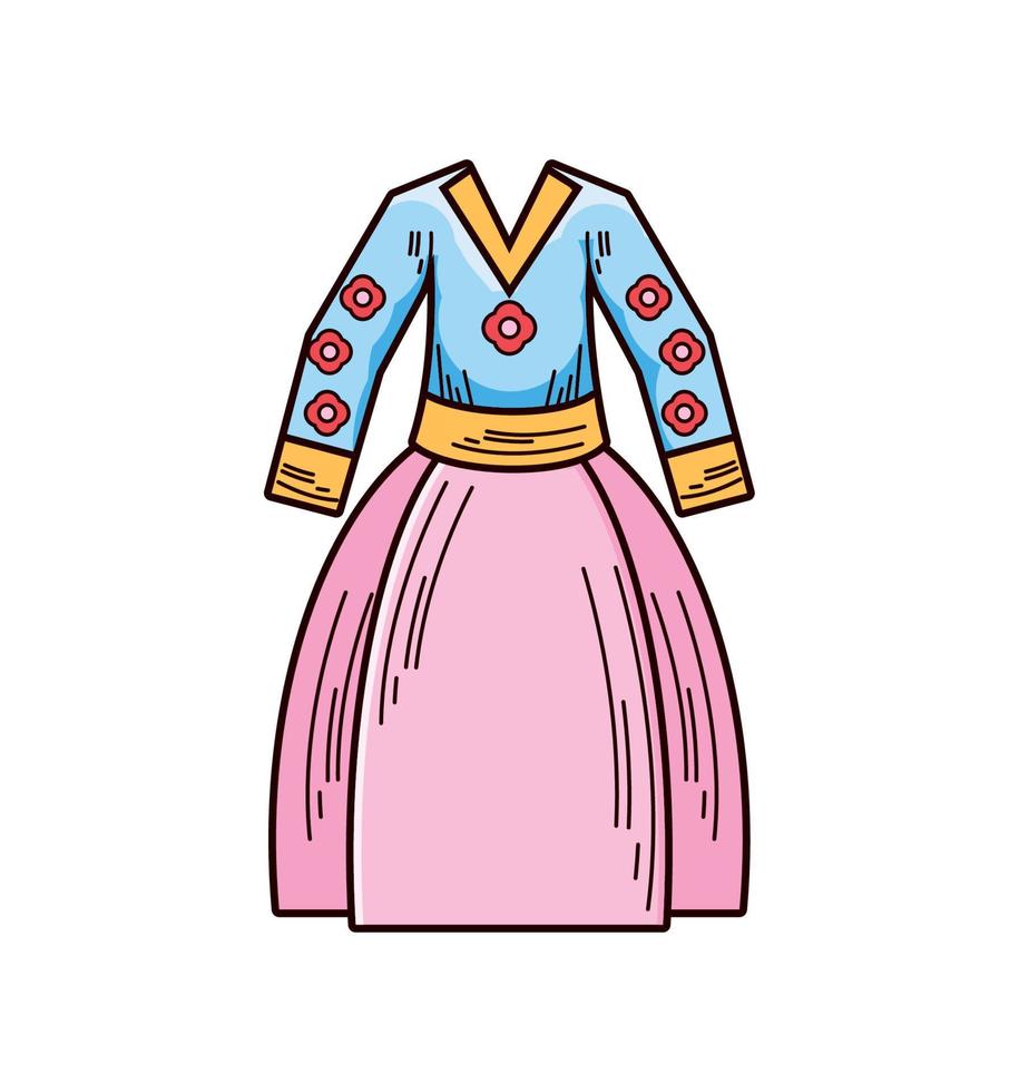 traje coreano hanbok vector