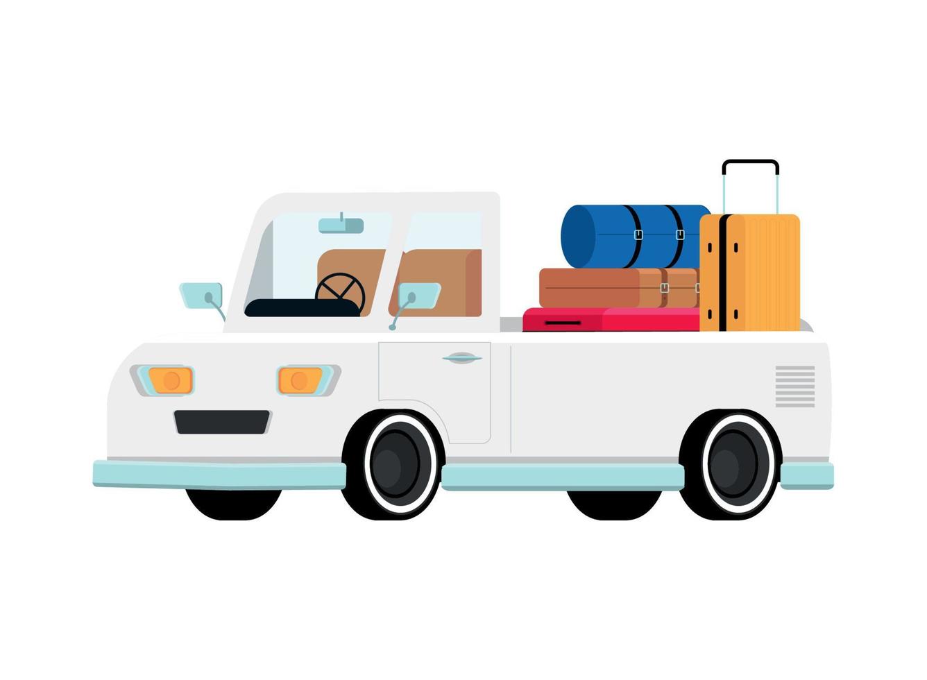 car with luggage, road trip vector