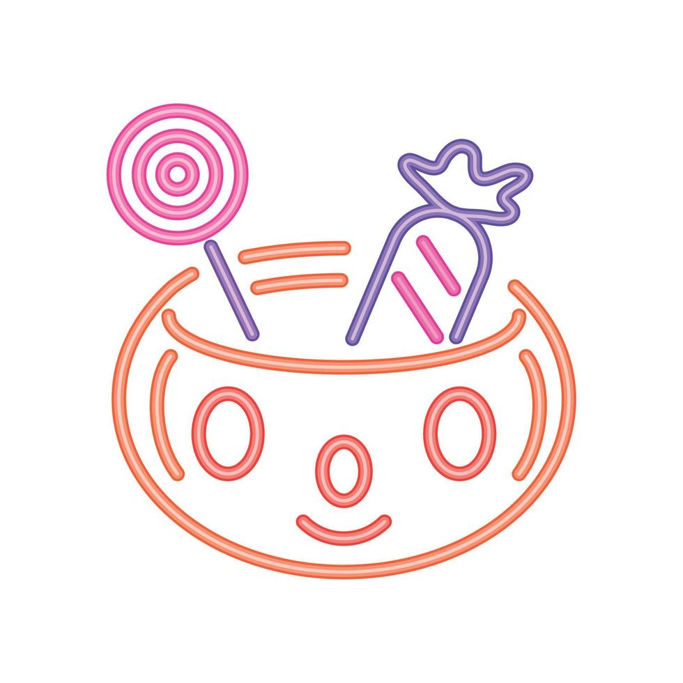 halloween candy in pumpkin vector