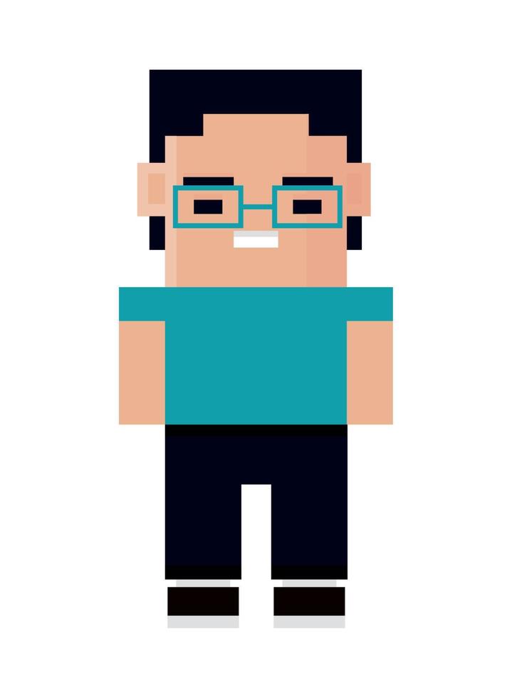 nerd man pixel 8 bit vector