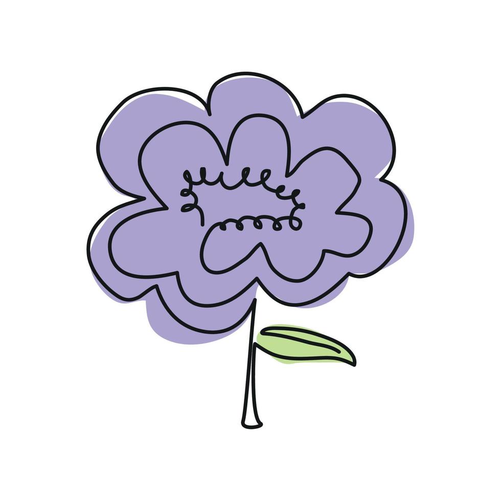 violet flower one line vector