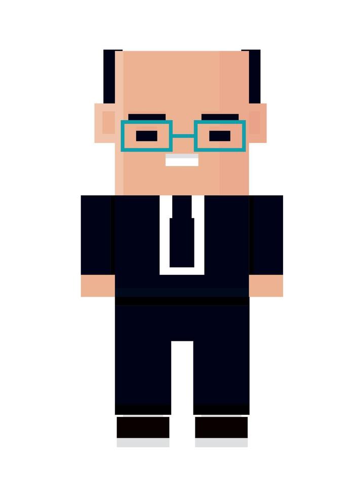 hombre de negocios calvo píxel de 8 bits vector