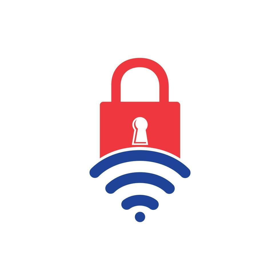 Padlock logo with signal vector design. Safe and signal symbol or icon.