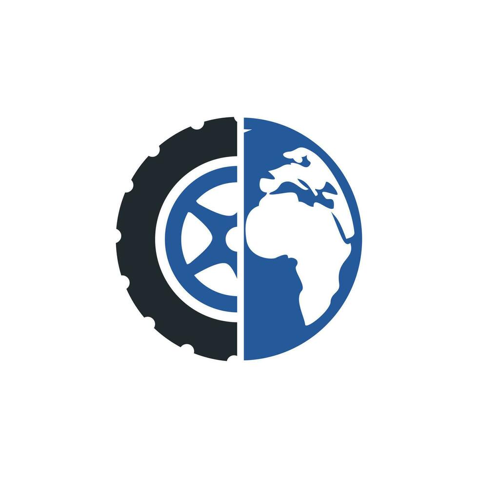 Tire world vector logo template. Vector wheel and planet logo combination.