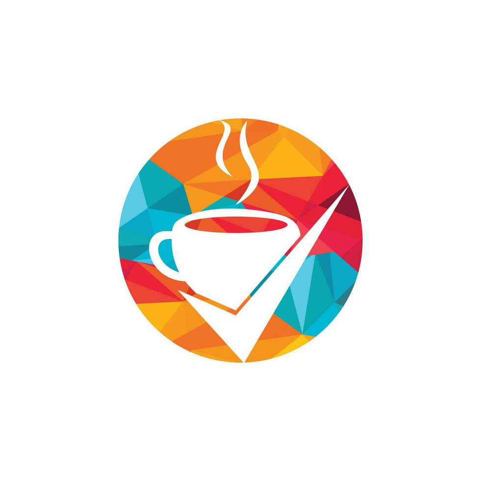 diseño de logotipo vectorial de cheque de café. taza de café con una marca de verificación. vector