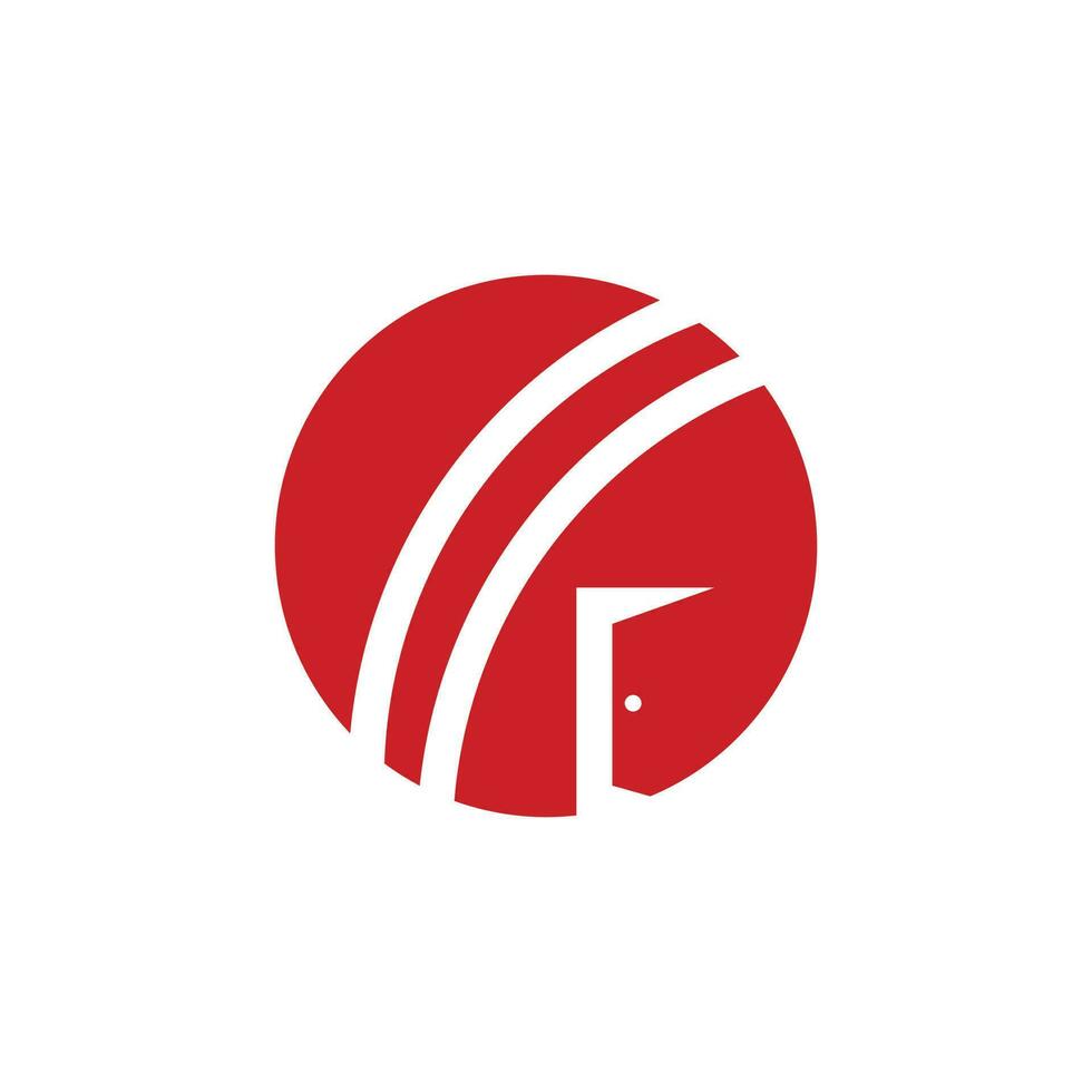 Cricket ball and entrance door icon logo. Cricket place logo concept. vector