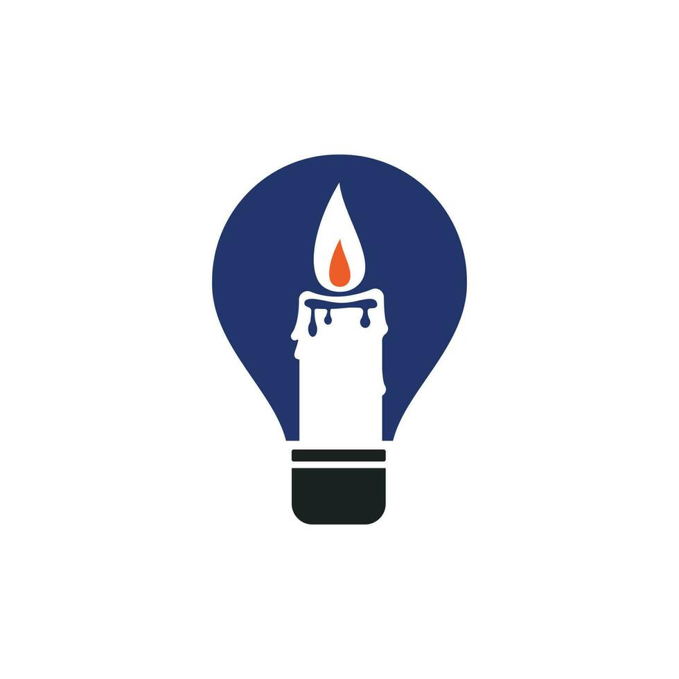 Candle bulb vector logo design. Candle lamp logo design template inside the light bulb.