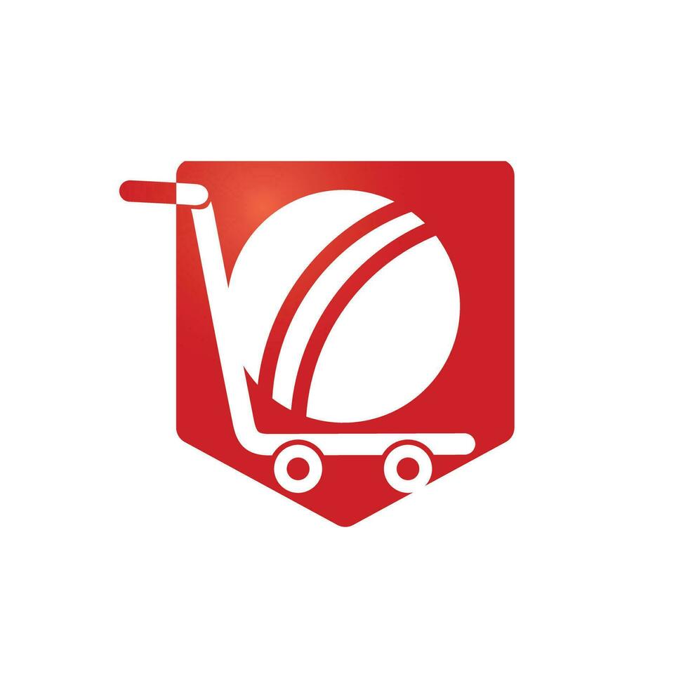Cricket ball and trolley logo design. Cricket shopping logo design concept. vector