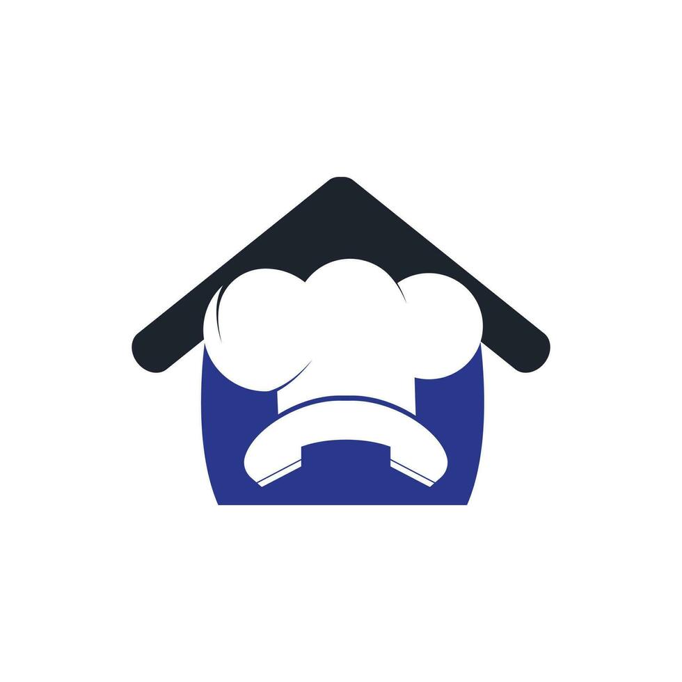 Phone chef vector logo design. Handset and chef hat with home icon design.