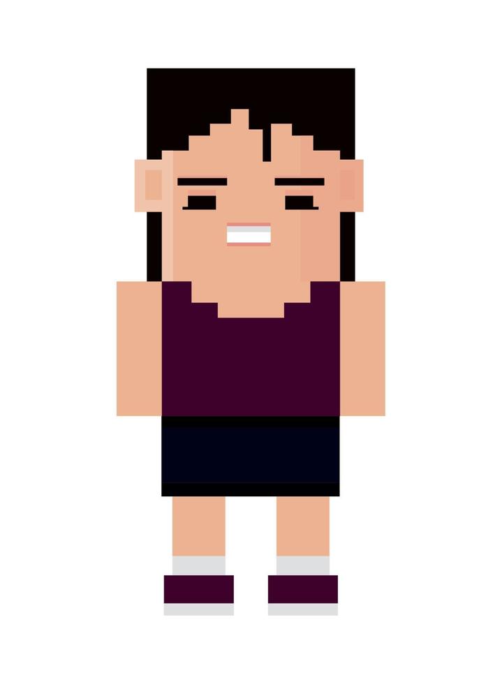 mujer joven píxel de 8 bits vector