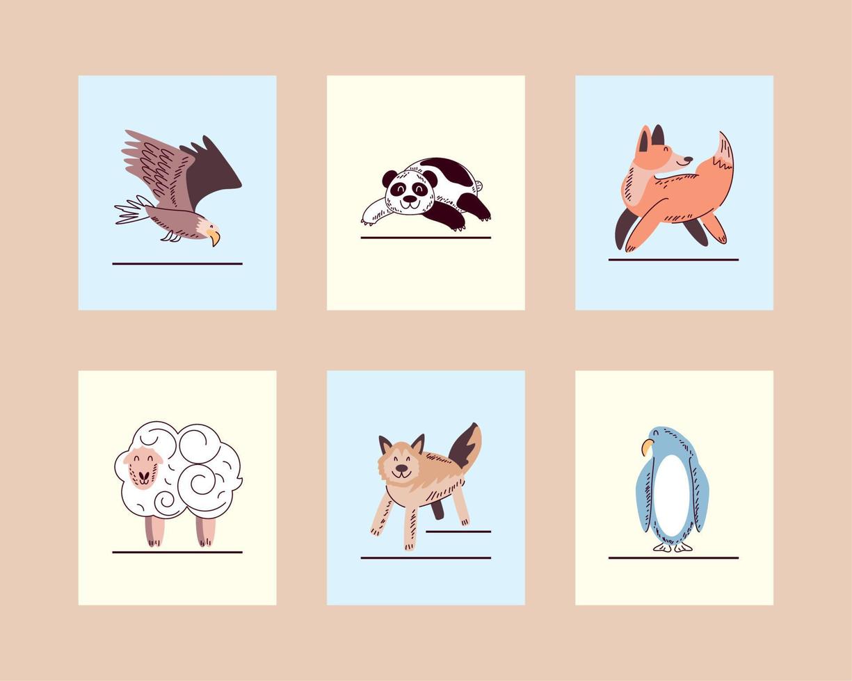conjunto de iconos animales vector