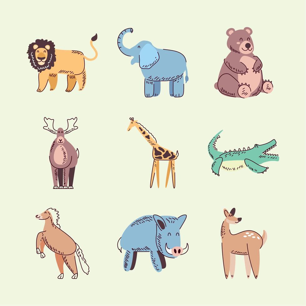 set of animals vector