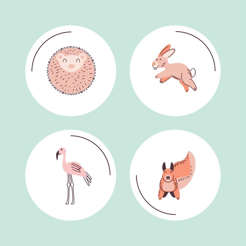 conjunto de animales lindos vector