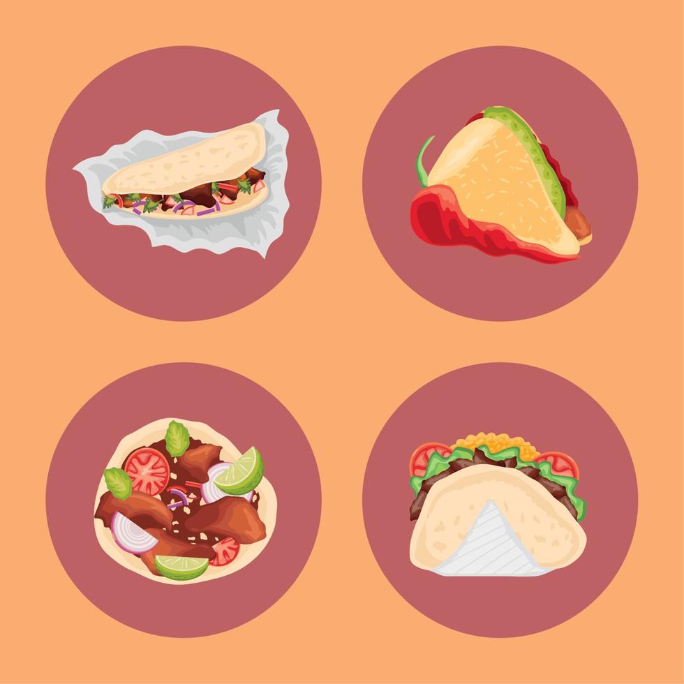 icons set taco day vector