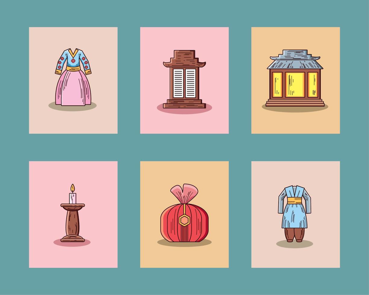 set of chuseok festival vector