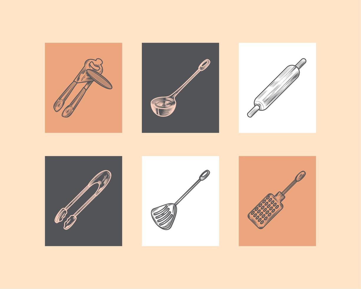 set of kitchen vector