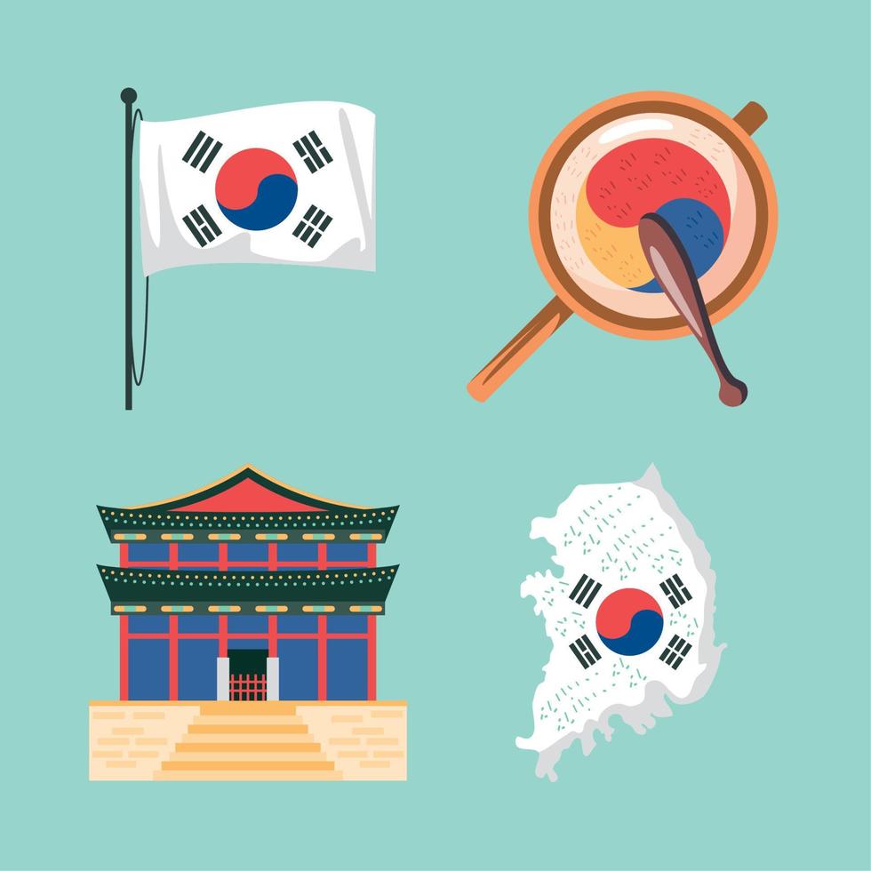 Replubic of Korea, icons set vector