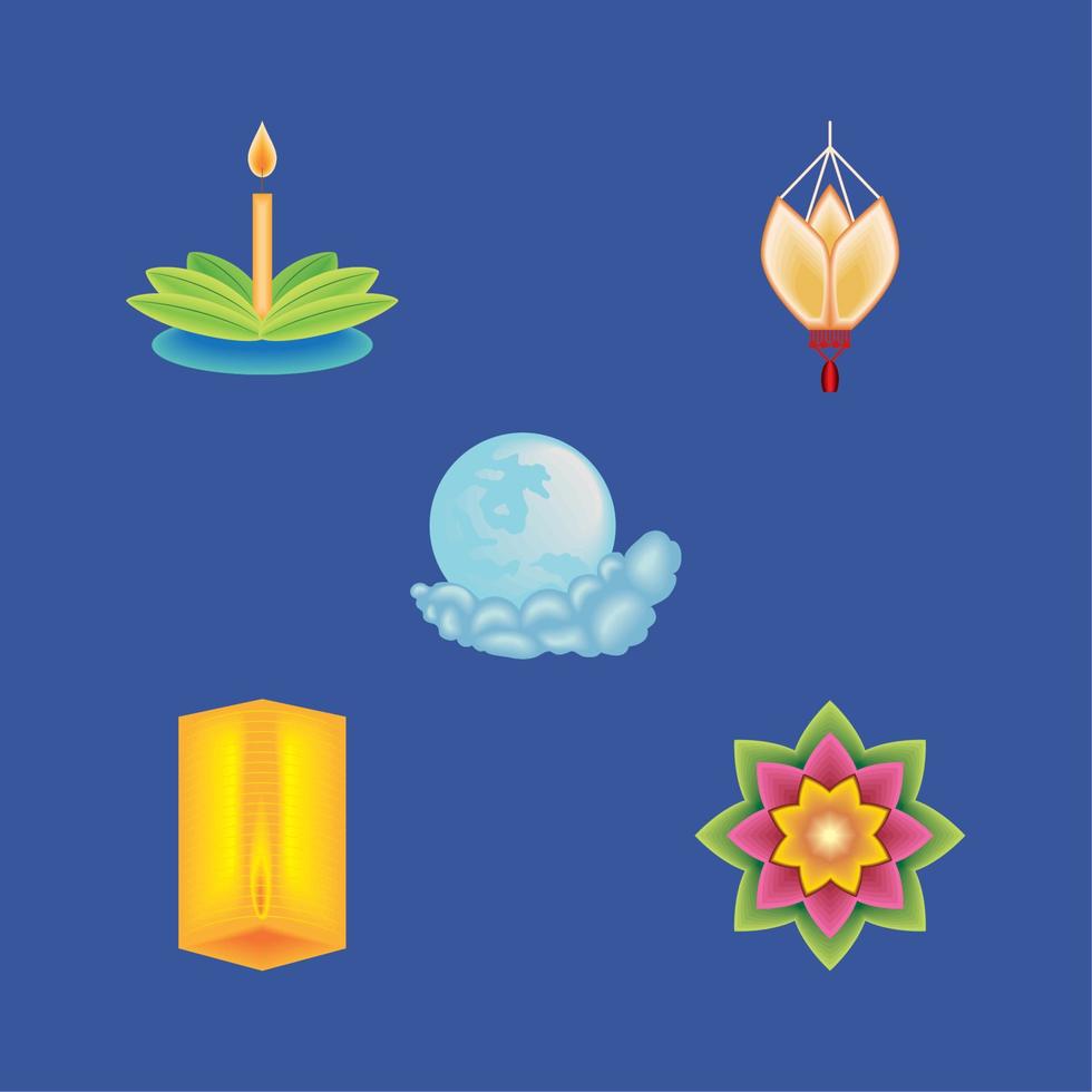 loy krathong festive icons vector