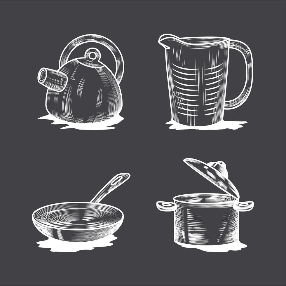 set icons kitchen vector