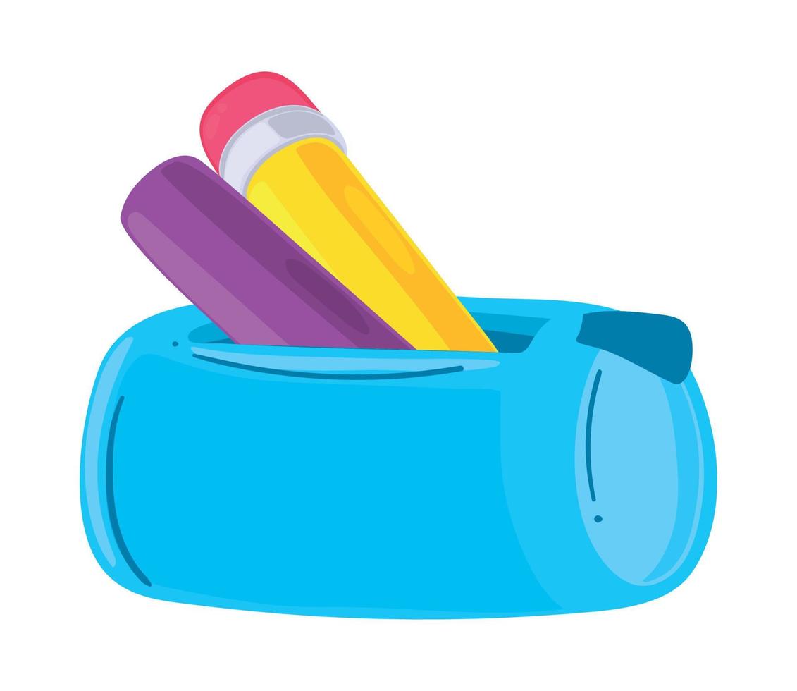 school pencils in bag vector