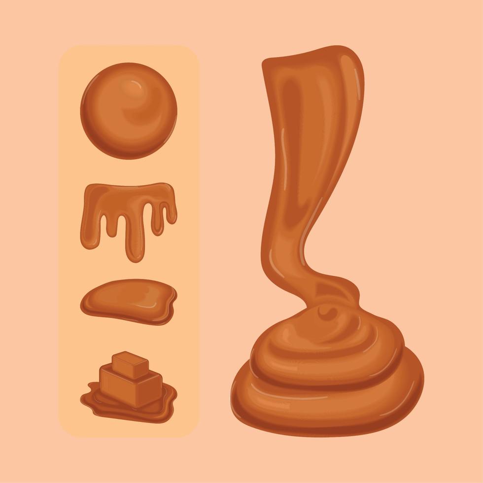 set realistic caramel vector