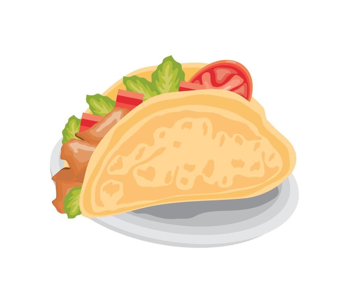 comida de taco en plato vector