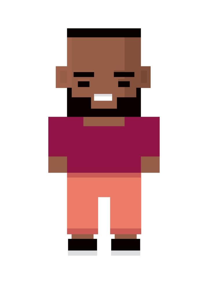 afro american man pixel 8 bit vector