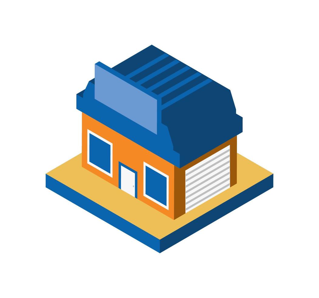 isometric store facade vector