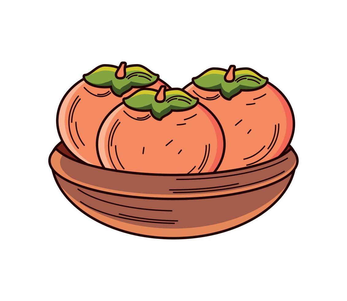 korean persimmon fruit vector