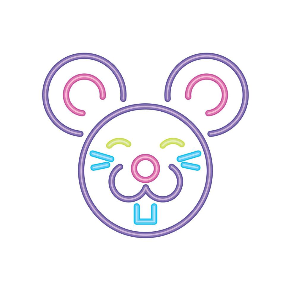 cute mouse neon vector