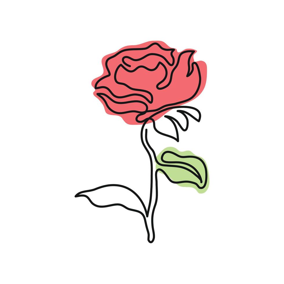 red flower one line vector