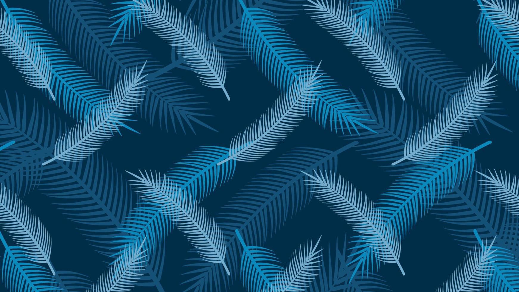 Palm leaves dark blue pattern vector