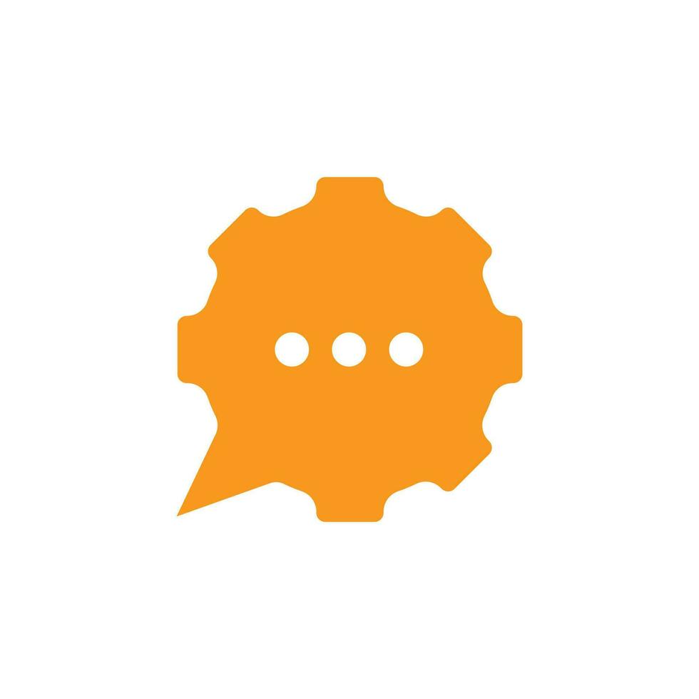 Gear chat vector logo design. Cogwheel with speech bubble icon design.