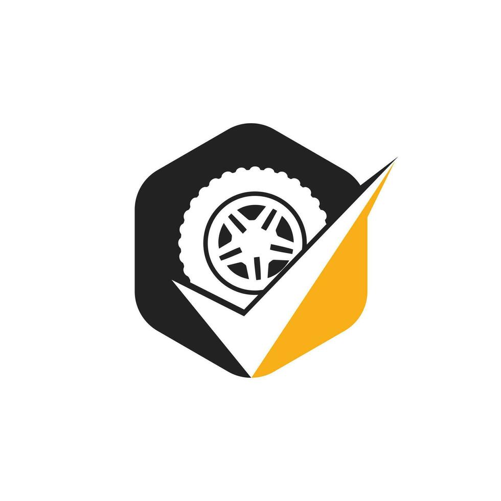 diseño del logotipo vectorial de comprobación de neumáticos. concepto de icono de neumático y garrapata. vector
