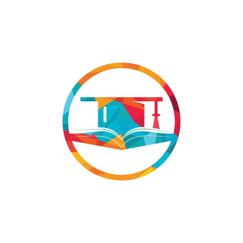 Graduation hat and book vector logo template. Education logo concept.
