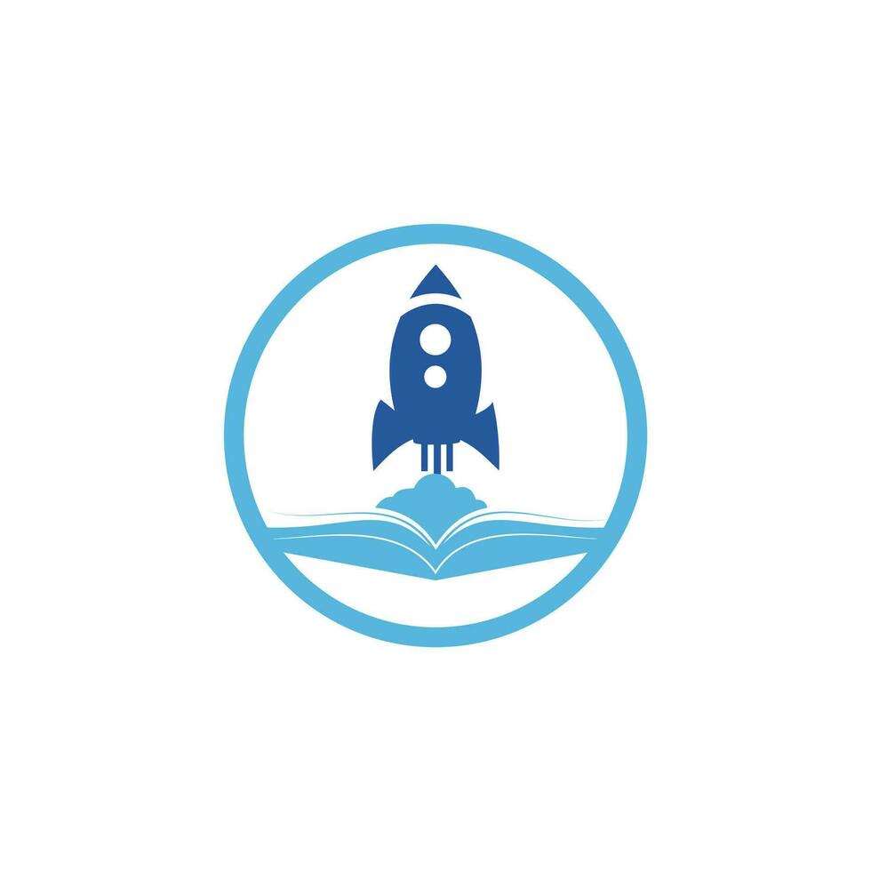 Rocket book vector logo design. Fast eBook logo template design vector.