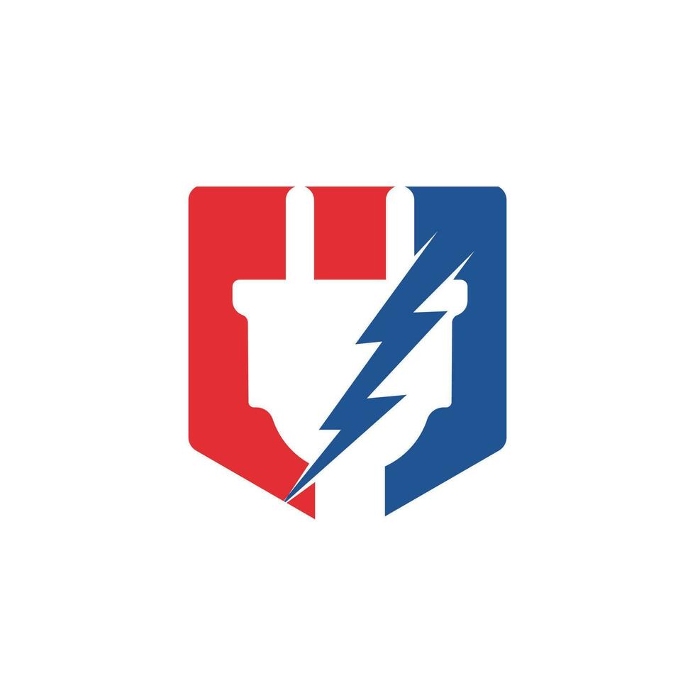 Electrical plug and thunderbolt vector logo design. Power energy symbol.
