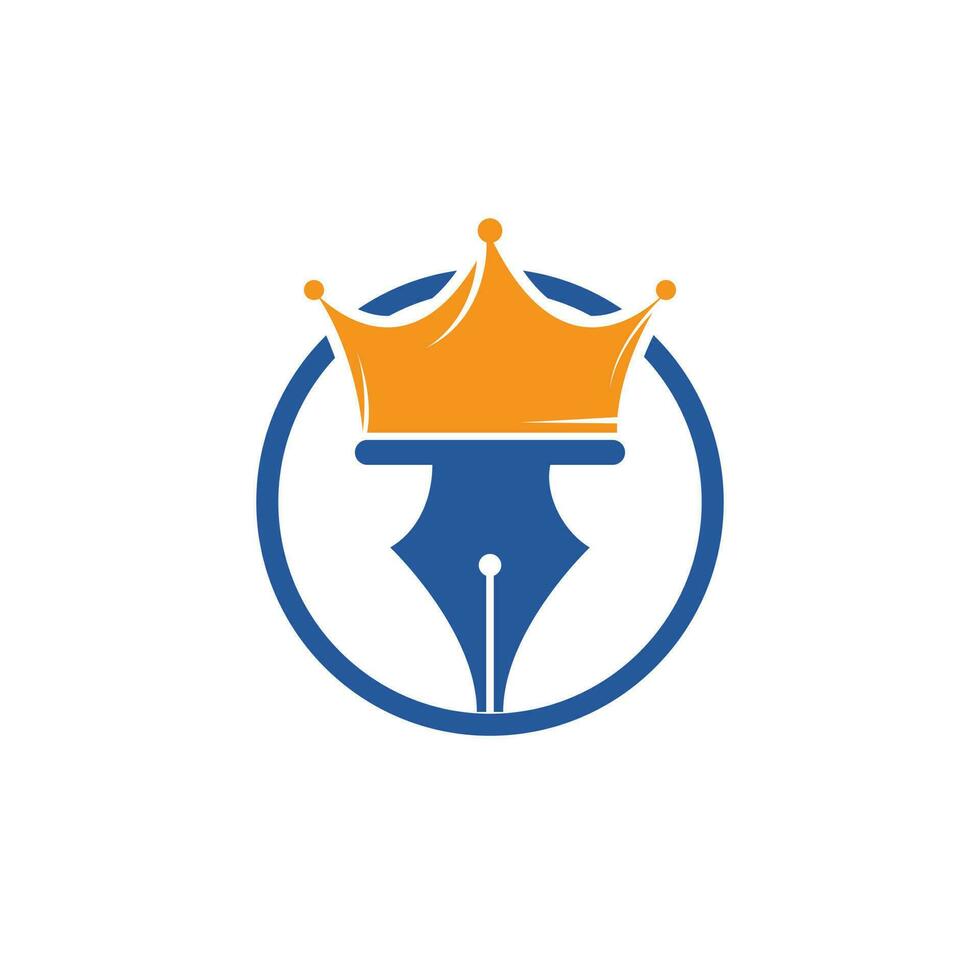 King pen vector logo design. Royal Pen crown Logo design vector template.