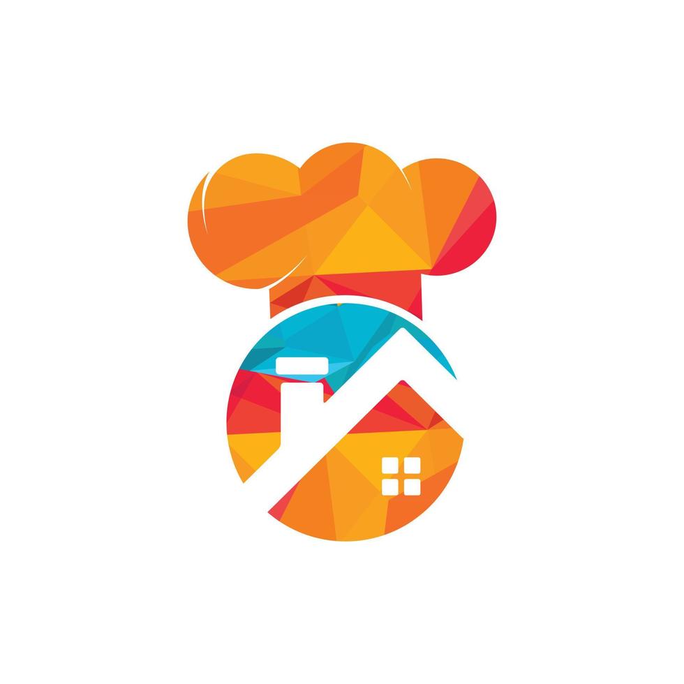 diseño del logotipo del icono del chef casero. cocinar en el diseño del logo del vector de casa.